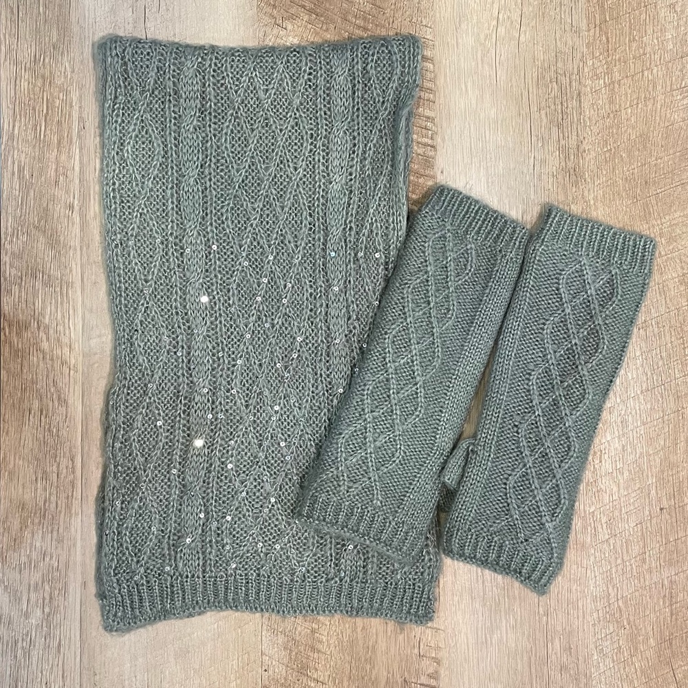DKNY Grey Scarf & Glove Set
